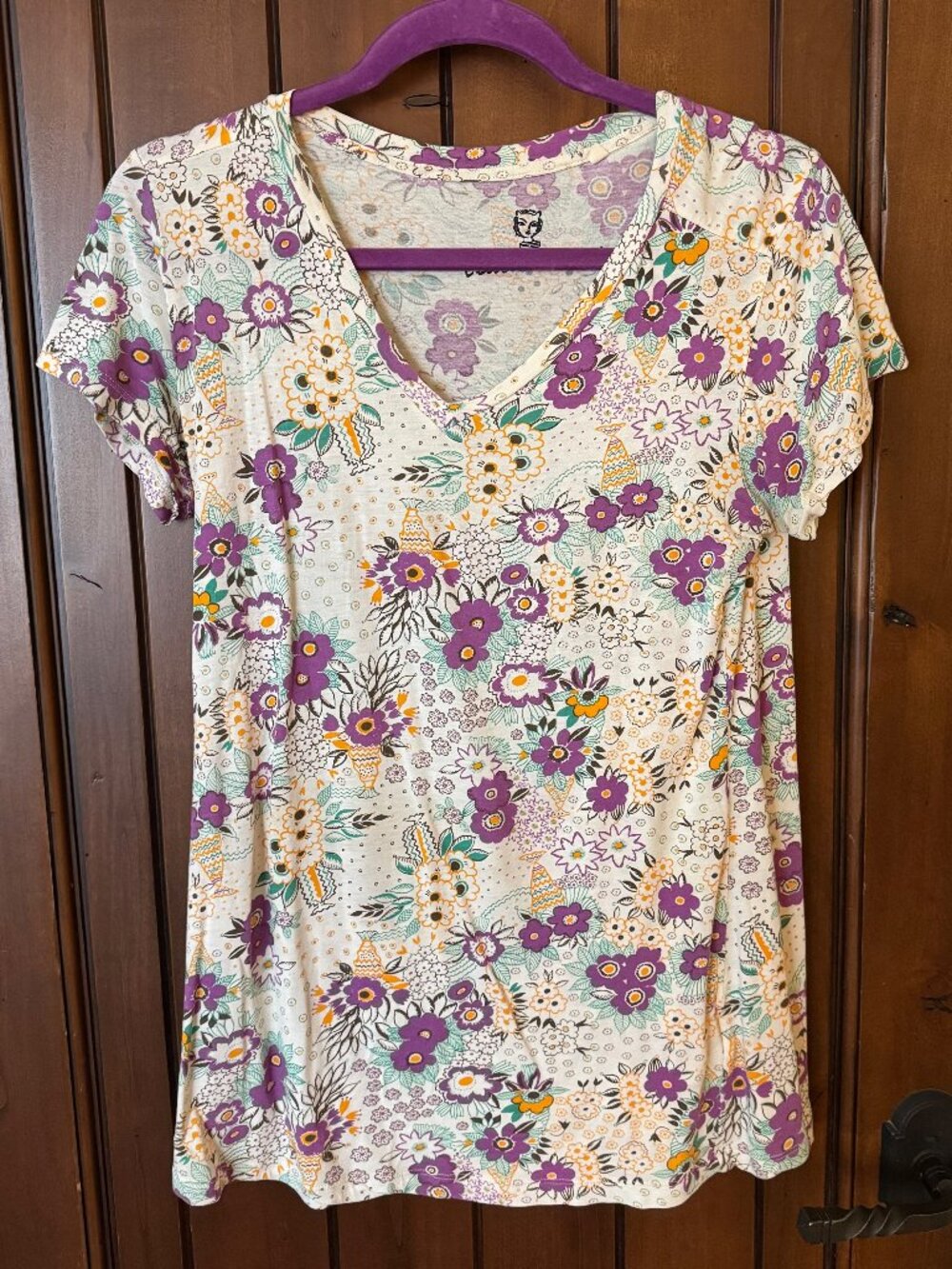 Celia Birtwell X Uniqlo Soft Floral V-Neck Short-Sleeved T-Shirt, Large